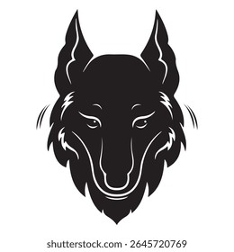 Wolf and Lion Fox animal sketch Head Tattoo Illustration in Black Vector Style
