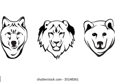 Wolf, Lion and Grizzly Bear