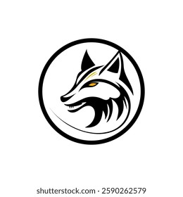 
the wolf logo is black with a black circle