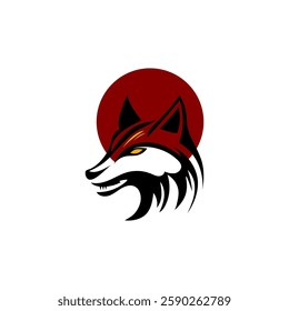 the wolf logo is black with a red circle