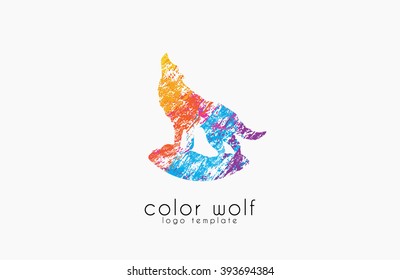 Wolf logo. Color wolf logo design. Animal logo.
