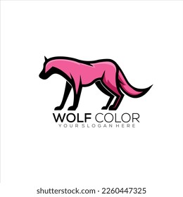 wolf logo colorful design mascot