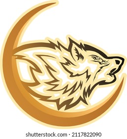 wolf logo with crescent for esport team