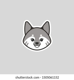 Wolf logo, cute kind character. Vector illustration in cartoon style.