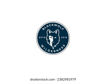 Diseño del logo de Wolf. Diseño vectorial del logotipo del lobo de cabeza negra y blanca