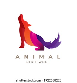 Wolf von Logo-Design mit Farbverlauf-Farbe. Vektorgrafik