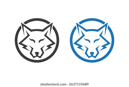 Wolf logo design wolf icon on blue background fox head vector icon. style is flat icon symbol