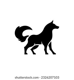 Wolf logo design isolated on white background.Wolf silhouette logo vector graphic.