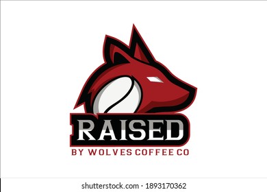 wolf logo design with mascot style	
