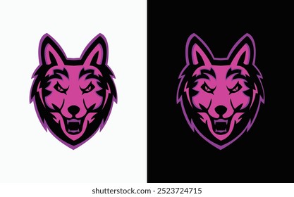 diseño de logotipo de lobo, logotipo de mascota de lobo, arte de tatuaje de lobo, dibujo de Vector de ilustración de cabeza de lobo, mascota de cabeza de zorro valiente Diseño de logotipo. Diseño de ilustración de Plantilla de Vector. Mascota Brave wolfy Diseño de logotipo