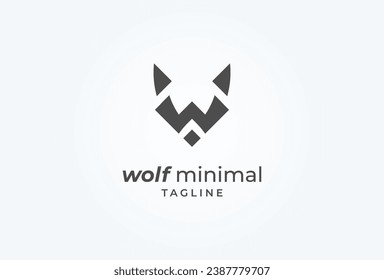 Wolf logo Design. minimalist wolf head and letter W combination. flat design logo template. vector illustration