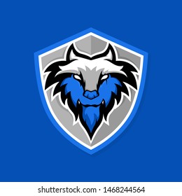 Wolf logo design with mix blue and white