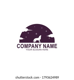 Wolf logo design with moon icon