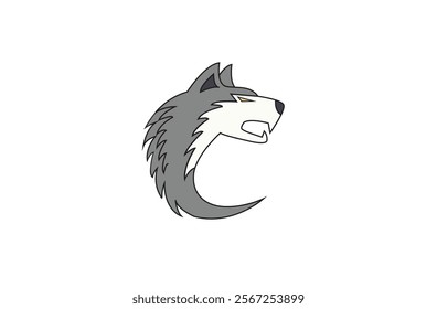 wolf logo design in the shape of the letter c, suitable for e-sport brand