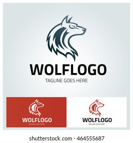 Wolf Logo design template ,Wolf face logo ,Vector illustration 