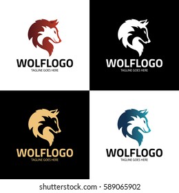 Wolf logo design template. Wolf head logo. Vector illustration