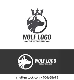 Wolf logo design template. Wolf king logo. Vector illustration