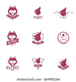 Wolf logo design template. Wild animal concept