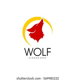 Wolf logo design template. Wild animal concept