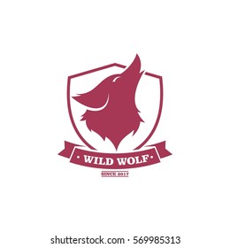 Wolf logo design template. Wild animal concept