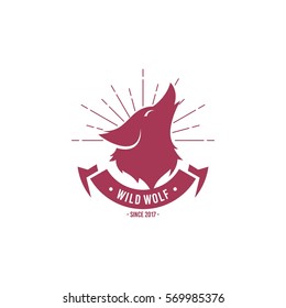 Wolf logo design template. Wild animal concept