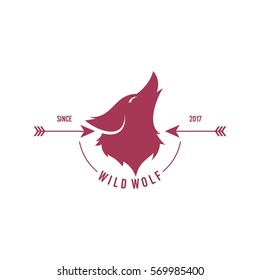 Wolf logo design template. Wild animal concept