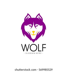 Wolf logo design template. Wild animal concept