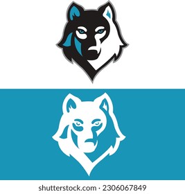 Wolf logo design with vector file. Wolf icon logo design. Wolf initial alphabet logo design.  Blue black white logo design. Wolf in vector file.