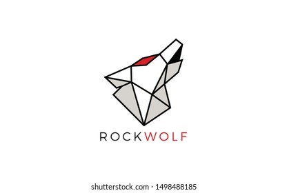 Wolf logo formed with geometric line in simple and modern shape