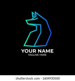wolf logo with geometric lineart vector
