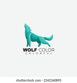 wolf logo gradient colorful template