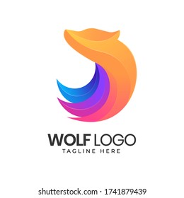 wolf logo gradient  modern animal concept