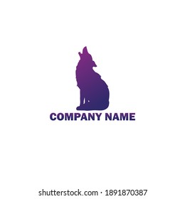 wolf logo icon with beautiful purple gradations