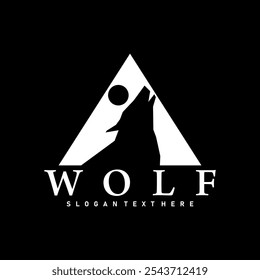 Wolf Logo Ícone Triângulo preto e branco Design Vetor