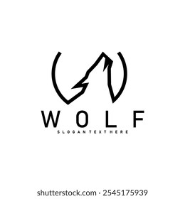 Wolf Logo Icon Triangle Black And White Design Vector