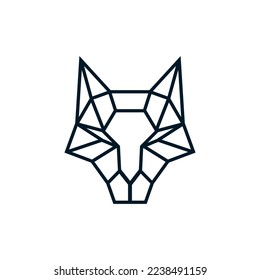 Wolf logo with line art