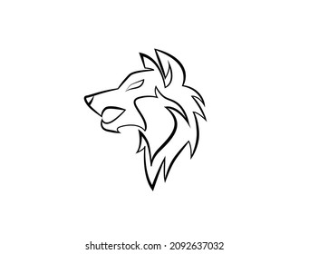 Wolf-Logo-Linie KunstVektorgrafik