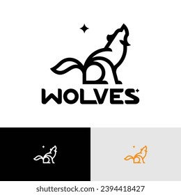 Wolf logo line vector icon design minimalist. Modern logo