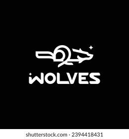 Wolf logo line vector icon design minimalist. Modern logo
