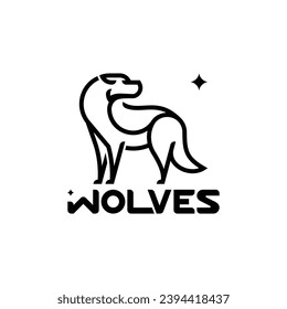 Wolf logo line vector icon design minimalist. Modern logo