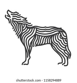 Wolf logo line vector stripe illustrate.