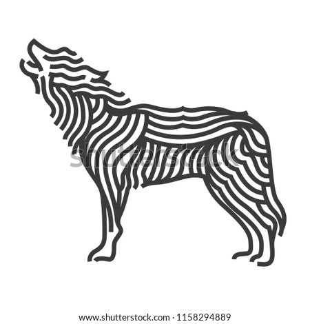Wolf logo line vector stripe illustrate.