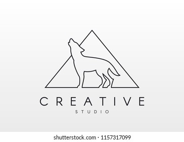 Wolf Logo. Linear logo, in the form of a wolf.