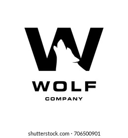 Wolf Logo. wolf as a part of letter w. negative space