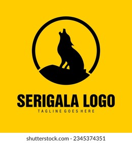wolf logo roaring over the cliff with a circle