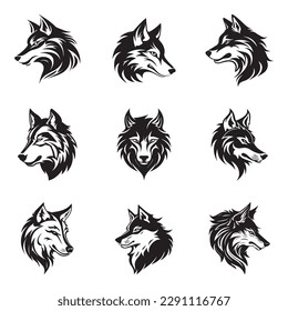 Conjunto de logotipos Wolf - Colección de diseño Premium - Ilustración vectorial