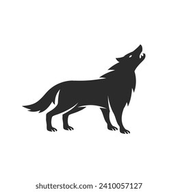 Wolf logo. Wolf silhouette for Emblem design. Simple Wolf symbol. Vector illustration