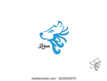 wolf logo. simple emblem. icon and symbol. blue color.