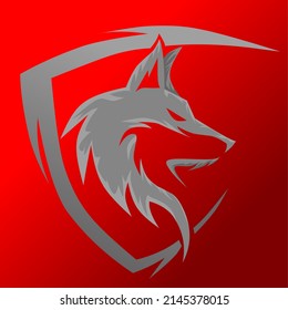 Wolf logo is simple. with a gray shadow style. can be used for logo purposes, trademarks, clothing designs, etc