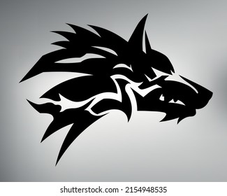 logotipo de lobo. dibujo de un tatuaje de lobo tribal. cazador de bosques de dibujo vectorial lobo salvaje